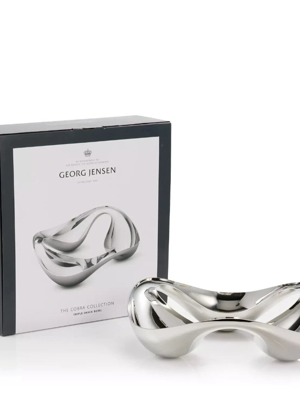 GEORG JENSEN COBRA TRIPLE SNACK BOWL STAINLESS STEEL 10019106 - BRAND NEW